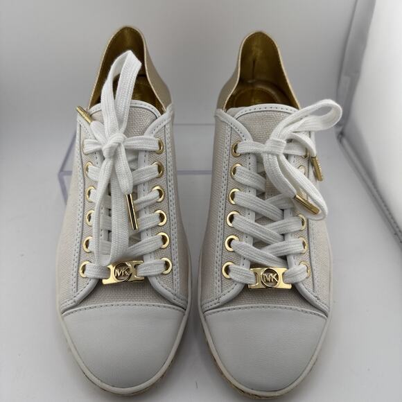 MICHAEL Kors Women’s Kristy Slides Tie Canvas Sneaker W/ Gold Accents Size 6 NIB - Picture 4 of 12
